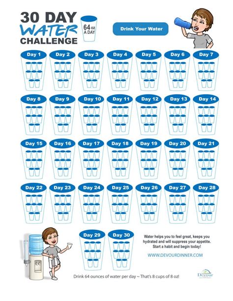 Printable 30 Day Water Challenge Chart